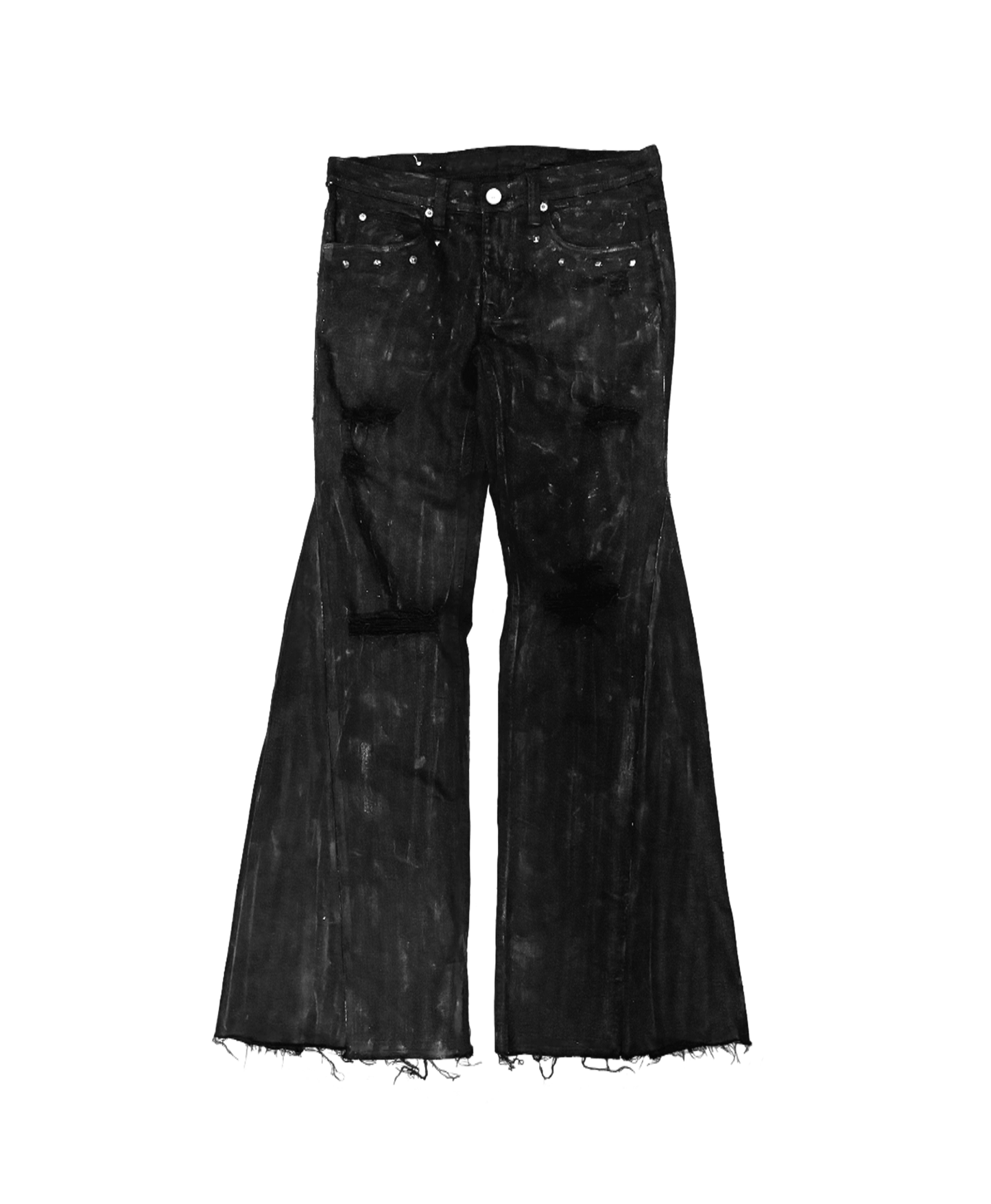 1/1 WAXED FLARED DENIM JEANS